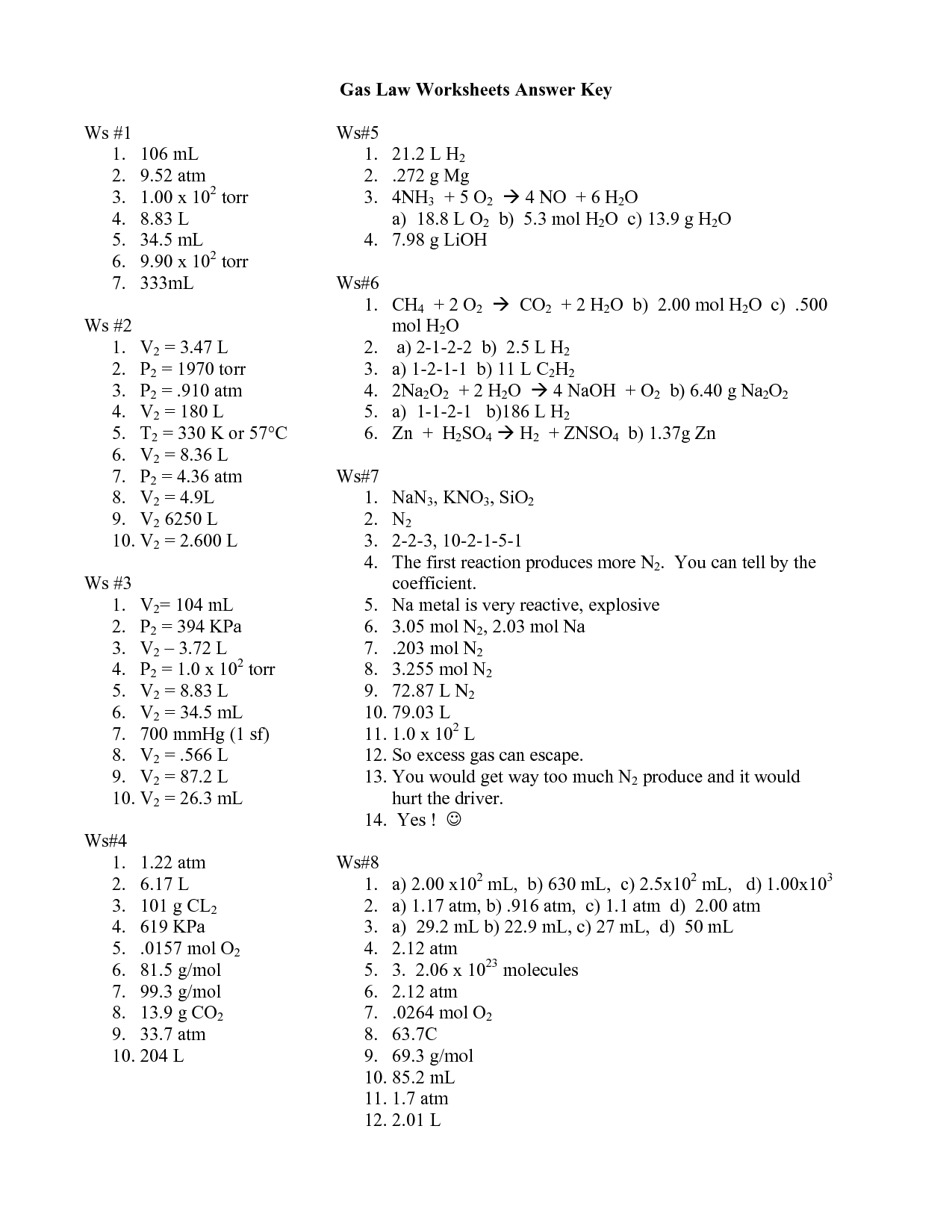 17 Mixed Gas Laws Worksheet Answers Worksheeto