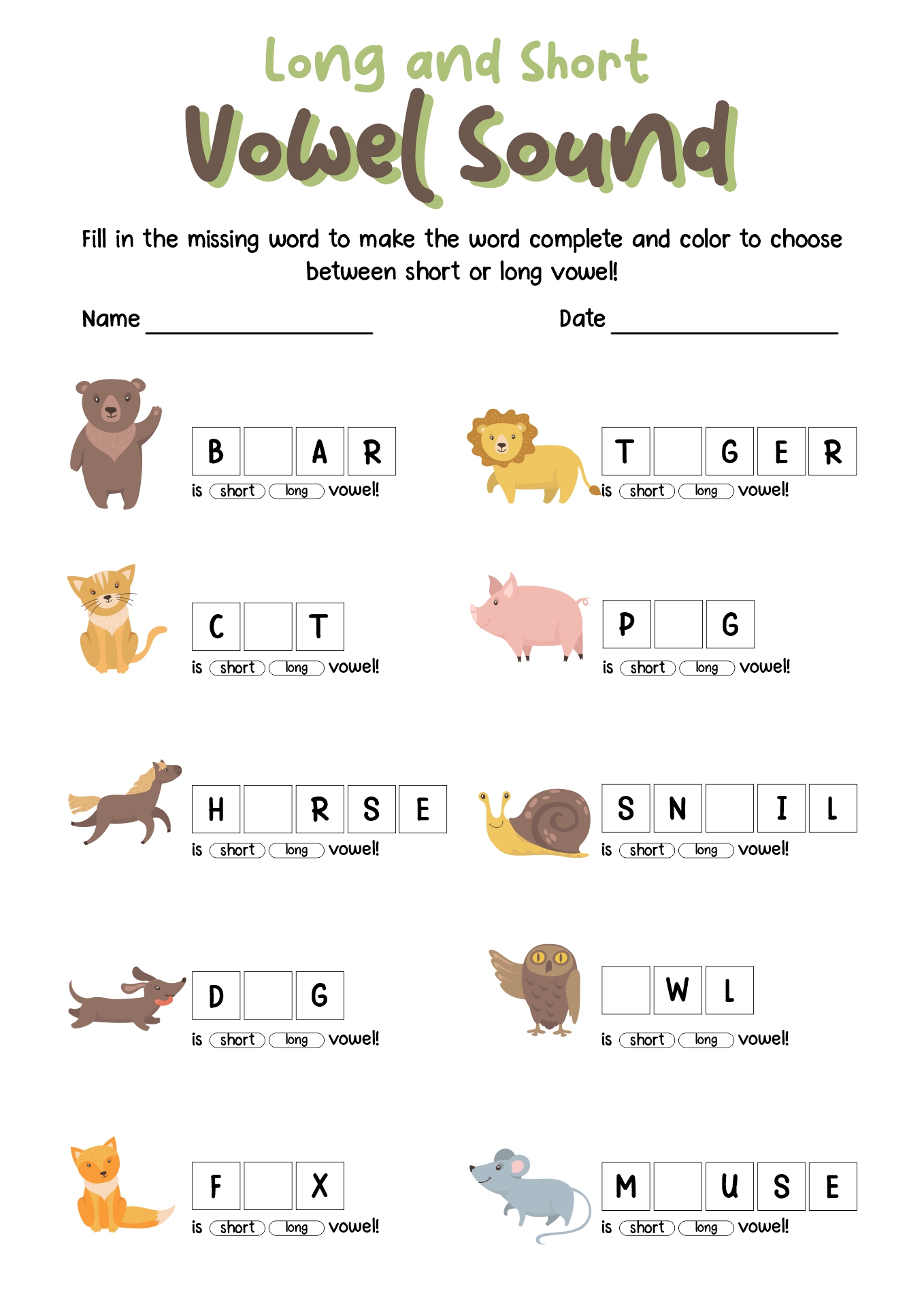 15 Long And Short Vowel Worksheets Kindergarten Free PDF At 