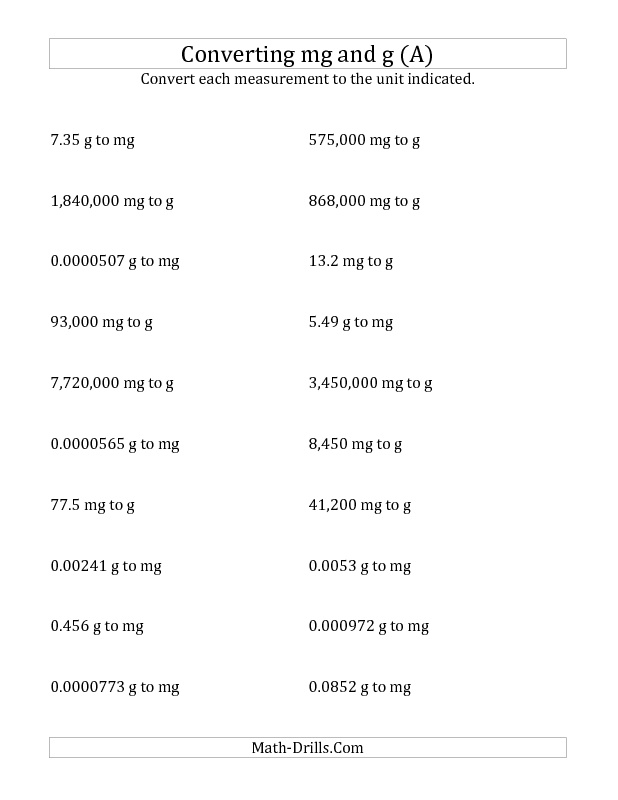 Metric Conversion Worksheet