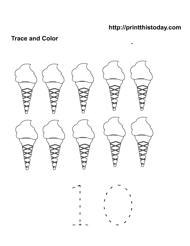 Number 10 Printable Worksheet