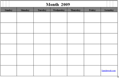 Printable Blank Monthly Calendar Template