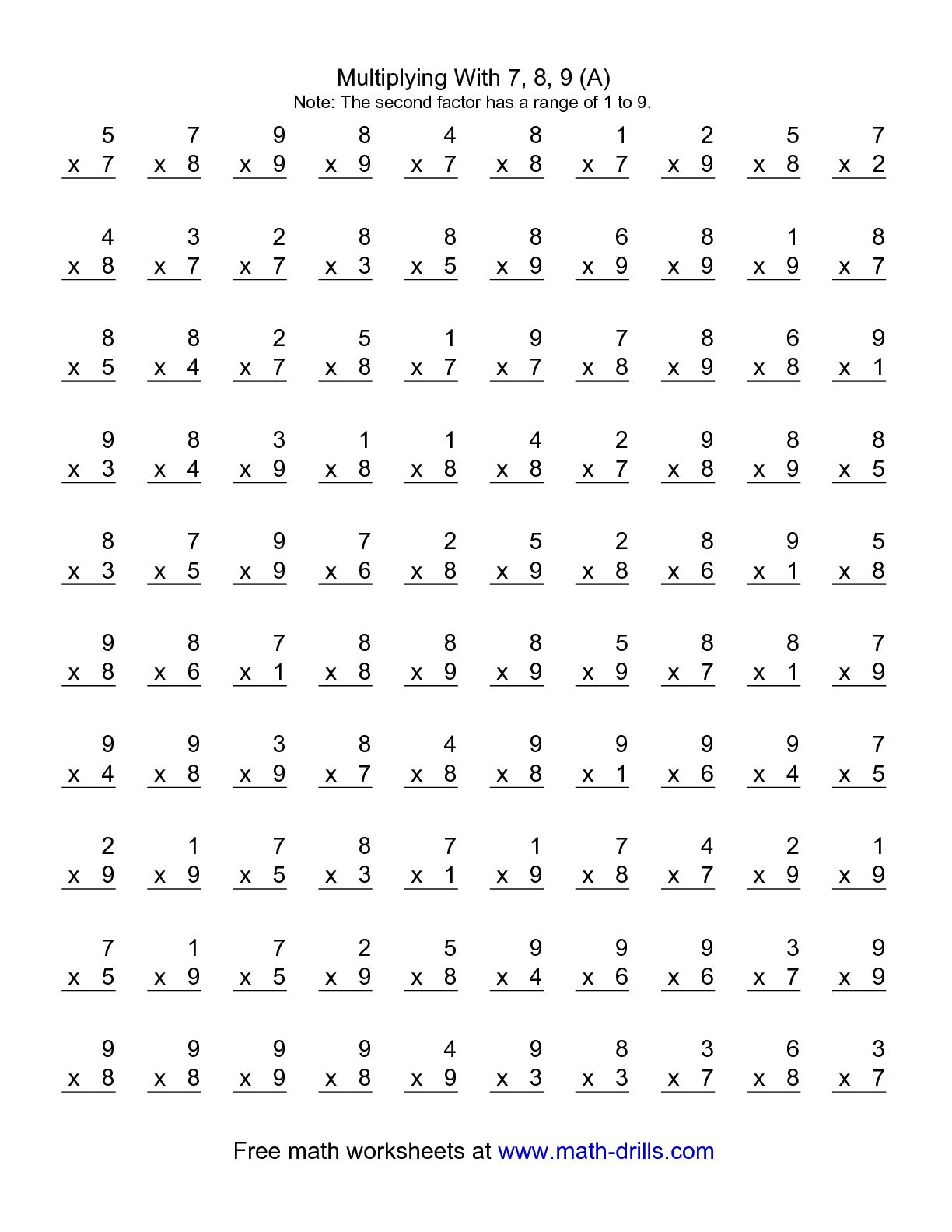 100 Multiplication Worksheet