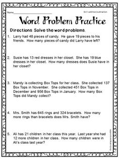 3rd Grade Math Subtraction Word Problems