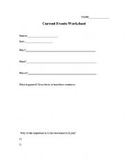 Current Events Worksheet