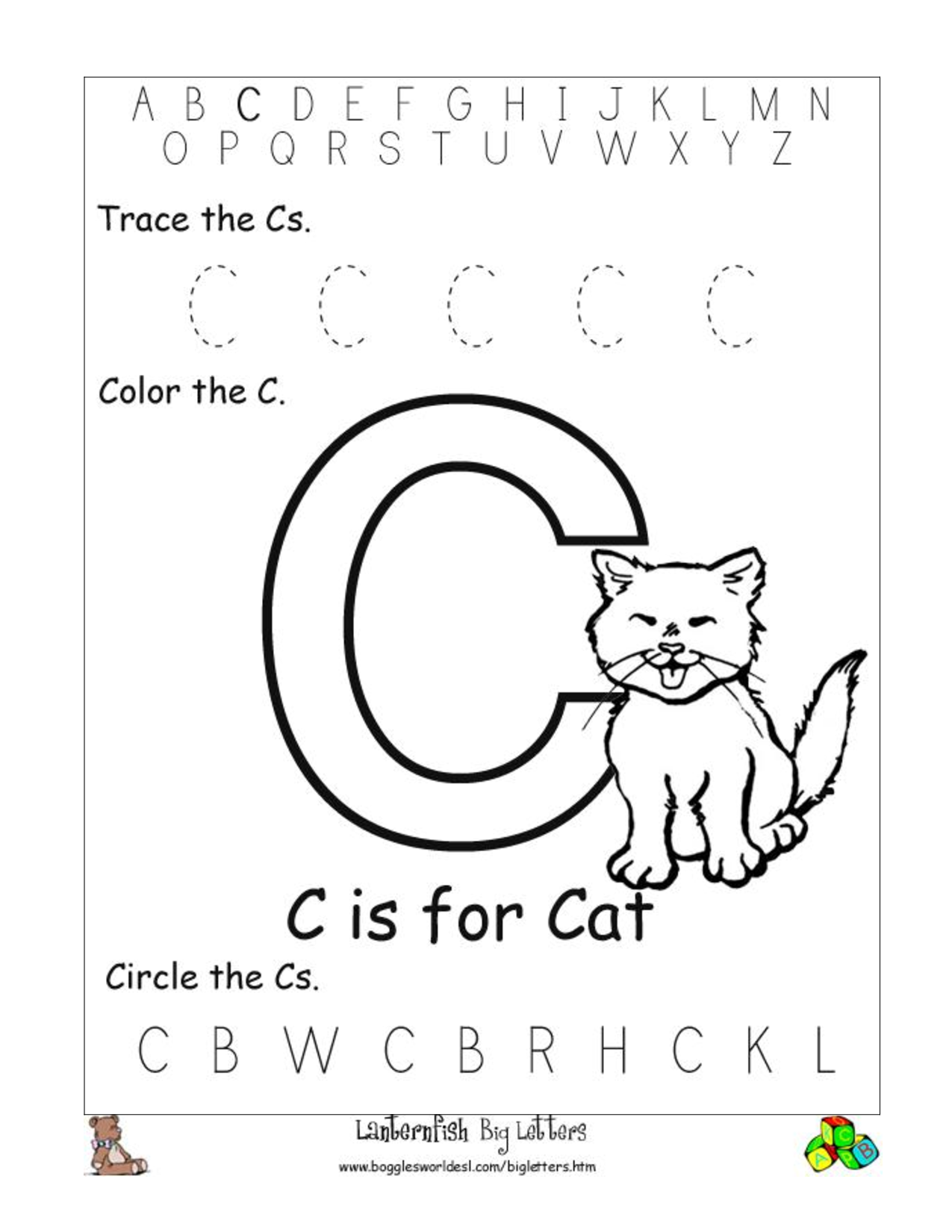 Free Printable Letter C Worksheets