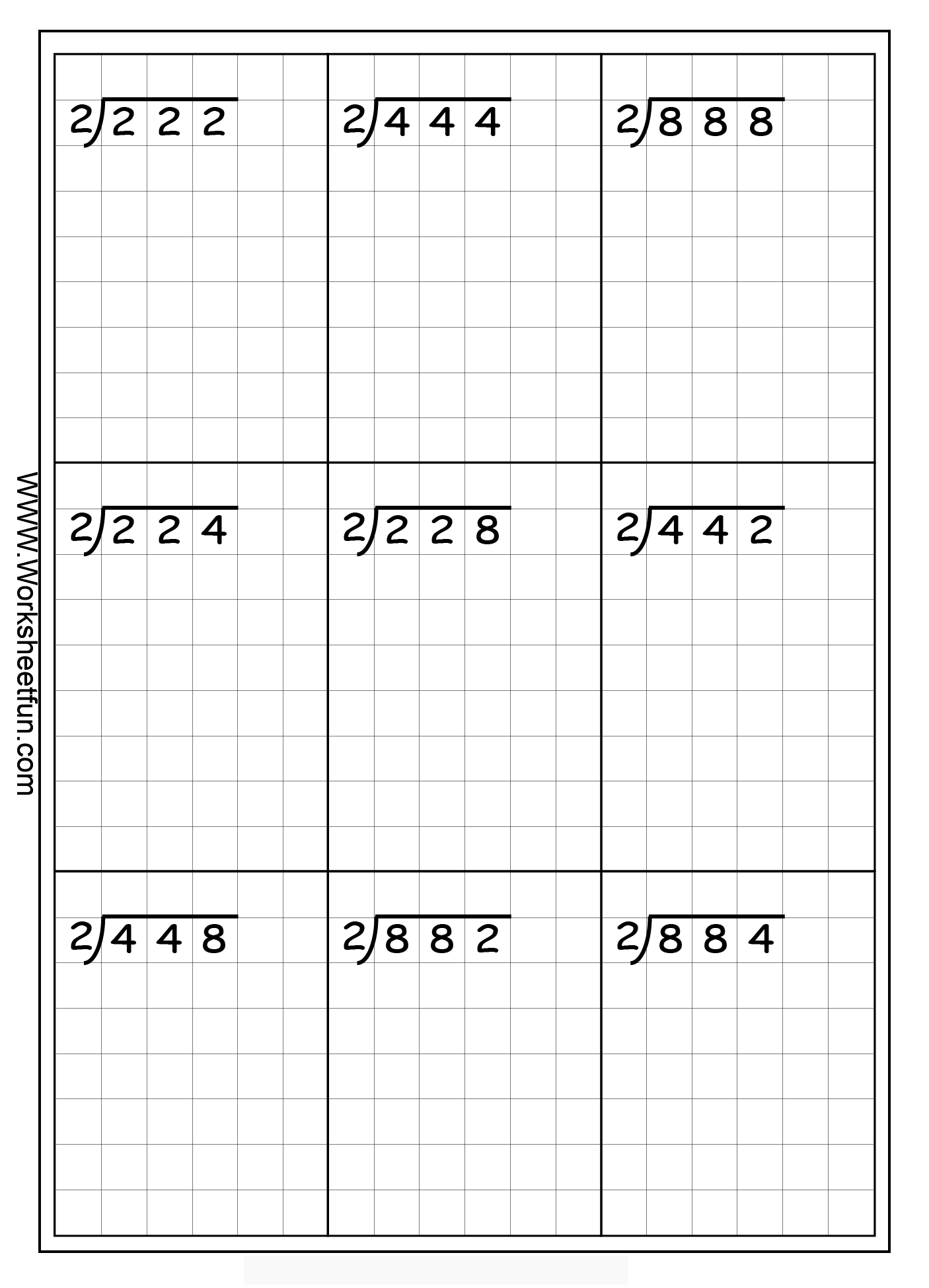 Long Division Worksheets 1 by 3