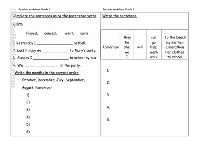 Past Present and Future Tense Worksheets