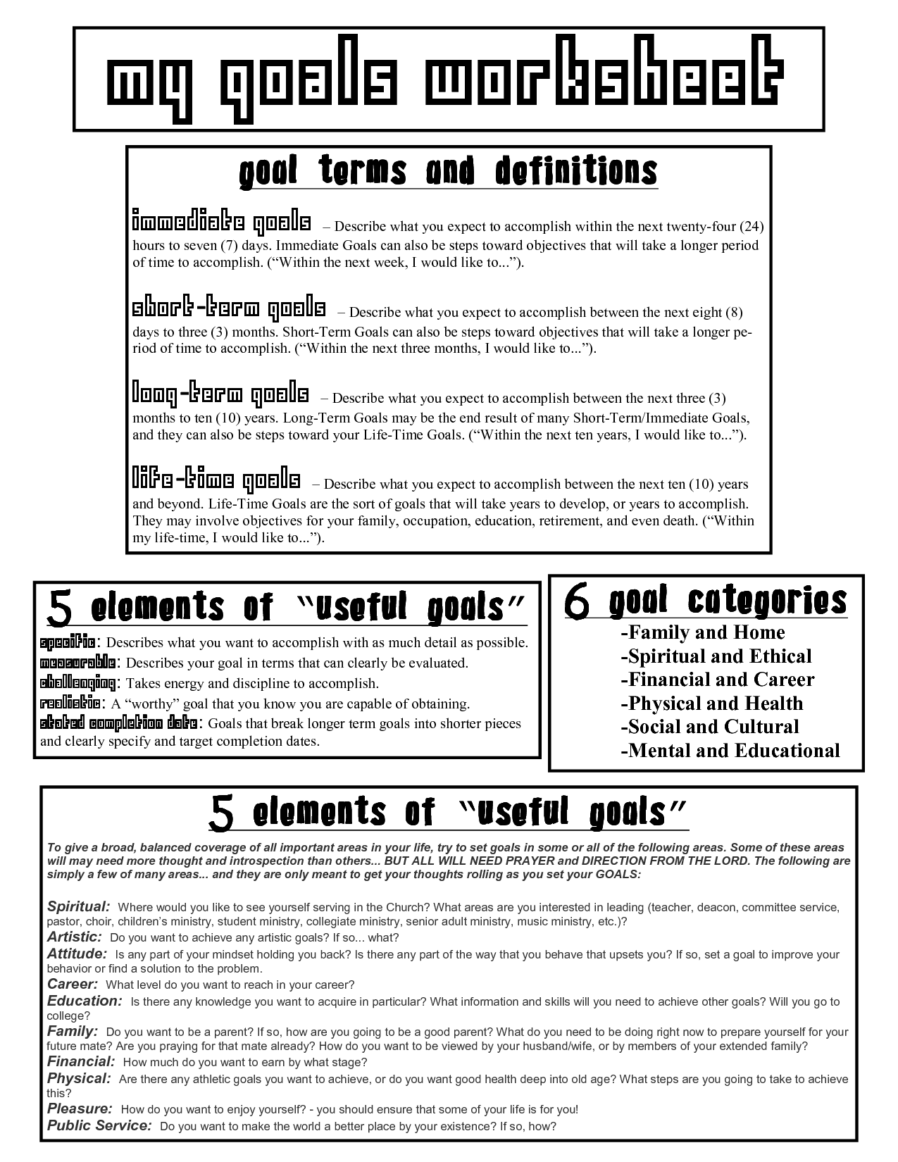 Personal Goal Setting Worksheet