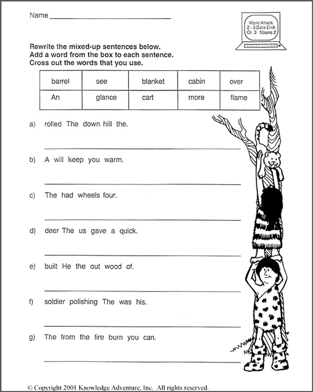 Scrambled Sentences Worksheets