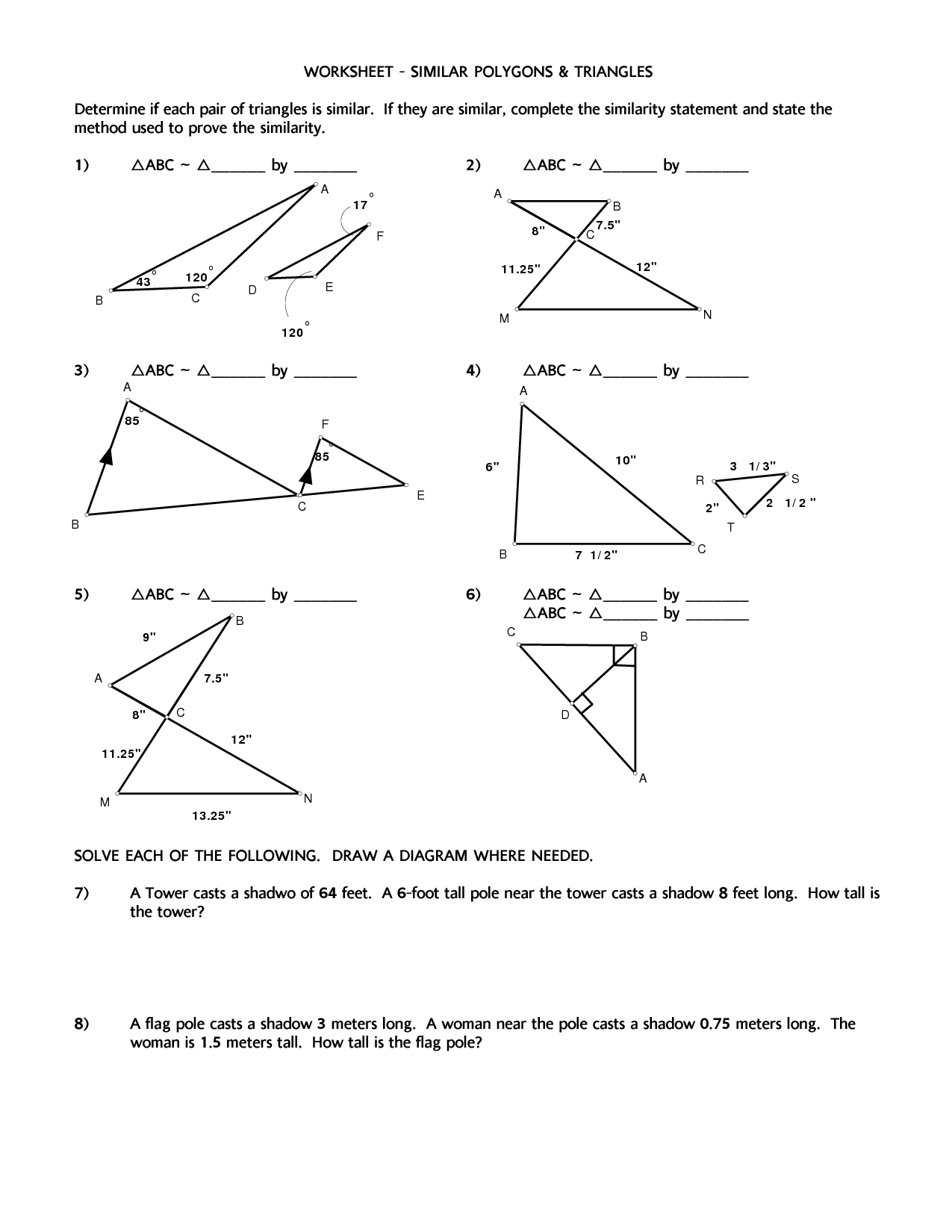 Similar Triangles and Polygons Worksheet