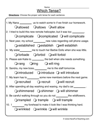 Verb Tense Worksheets 3rd Grade