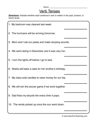 Verb Tense Worksheets Grade 2