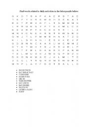 Word Search Puzzle Daily Routines