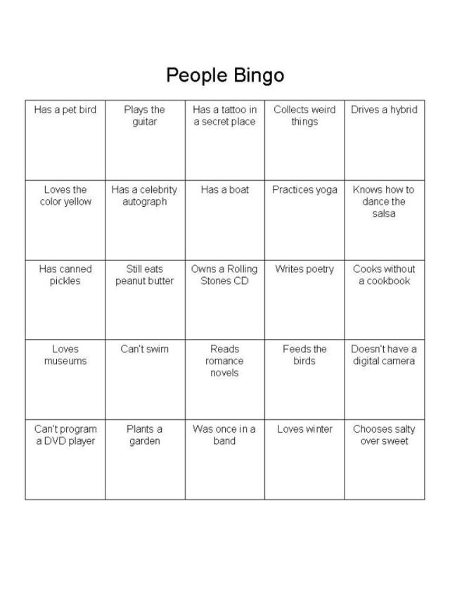 People Bingo Ice Breaker Game