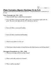 Plate Tectonics Worksheets