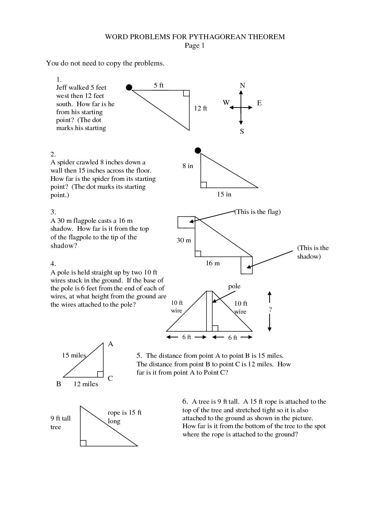 16 Pythagorean Theorem Word Problems Worksheet Worksheeto