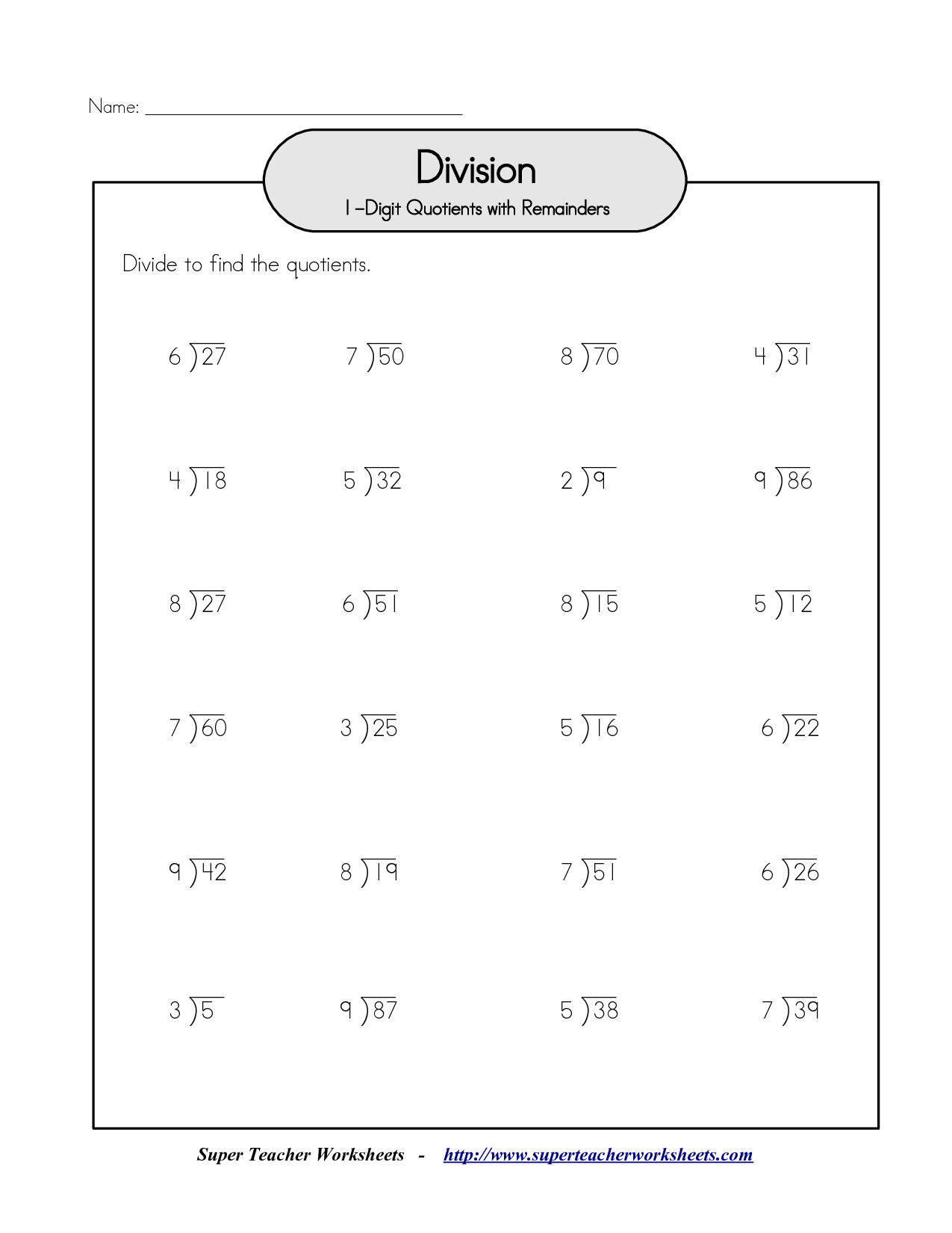 Two-Digit Division Worksheets