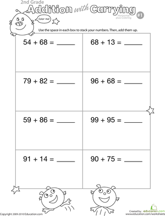 Addition with Regrouping Worksheets