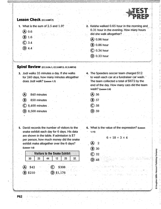 my homework lesson 4 answer key grade 5