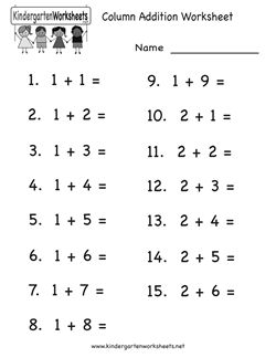 Kindergarten Math Addition Worksheets