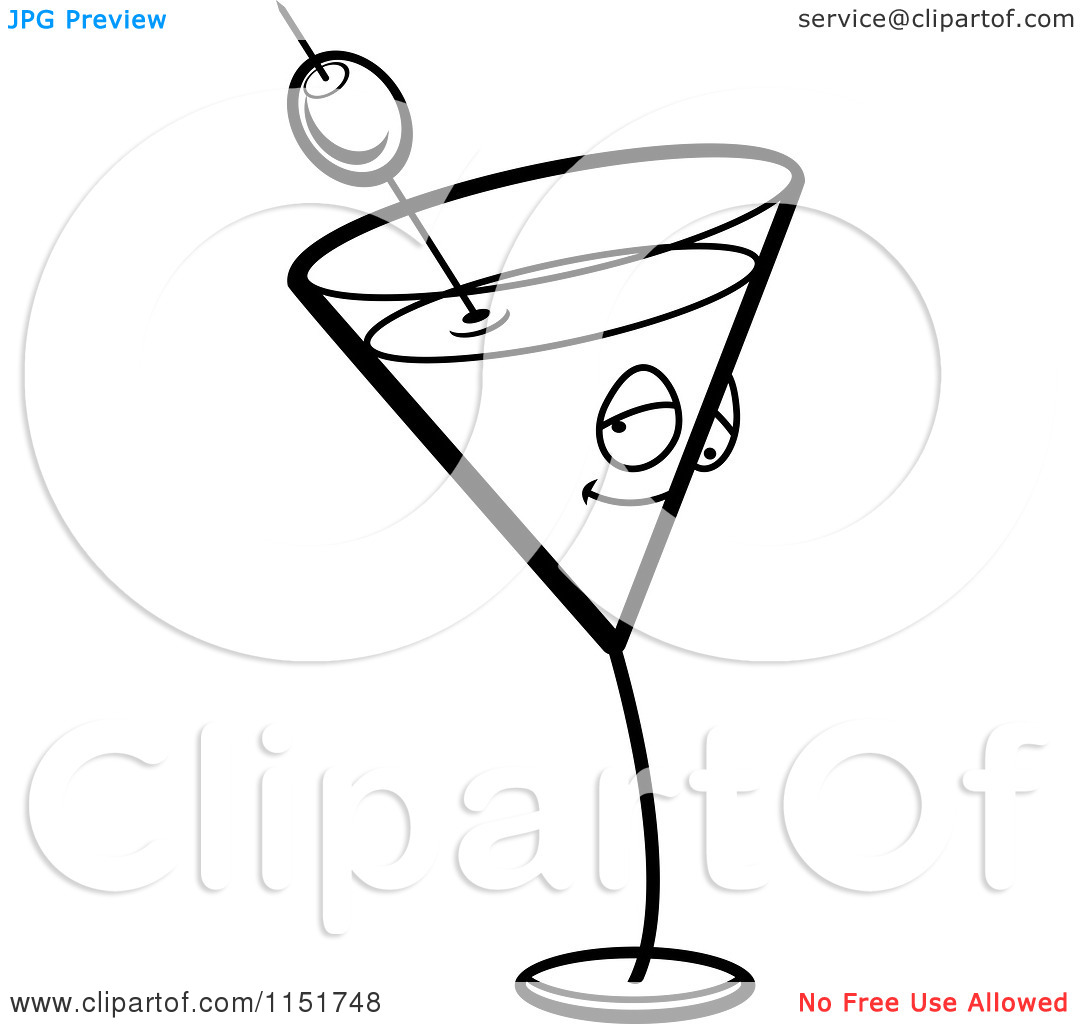 Martini Glass Clip Art Black and White