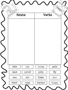 Nouns Cut and Paste Worksheets