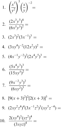 Polynomials with Negative Exponents Worksheets