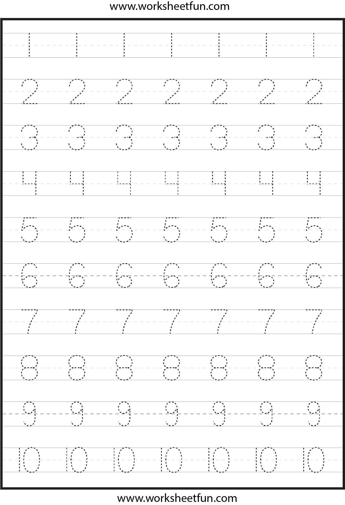 Printable Numbers Tracing Worksheets Preschool