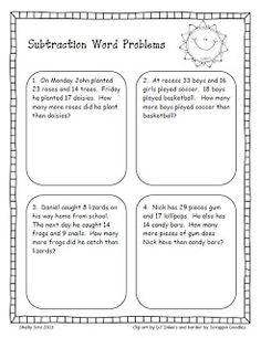 Second Grade Addition and Subtraction Word Problems