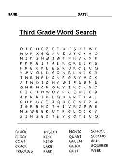 3rd Grade Word Search Puzzles Printable