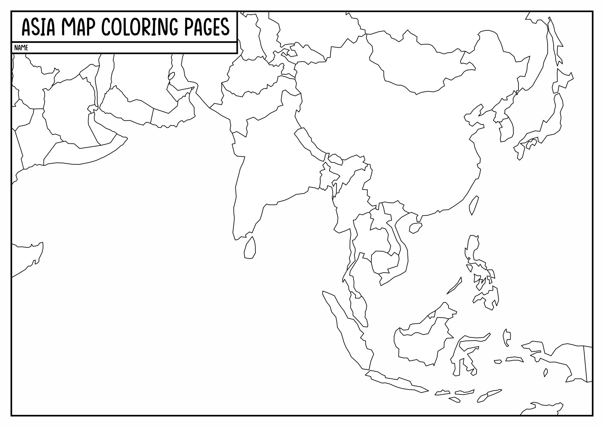 7 Best Images of Asia Blank Map Worksheets Printable - Blank Asia Map ...