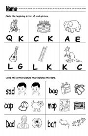 Beginning Sounds Worksheets