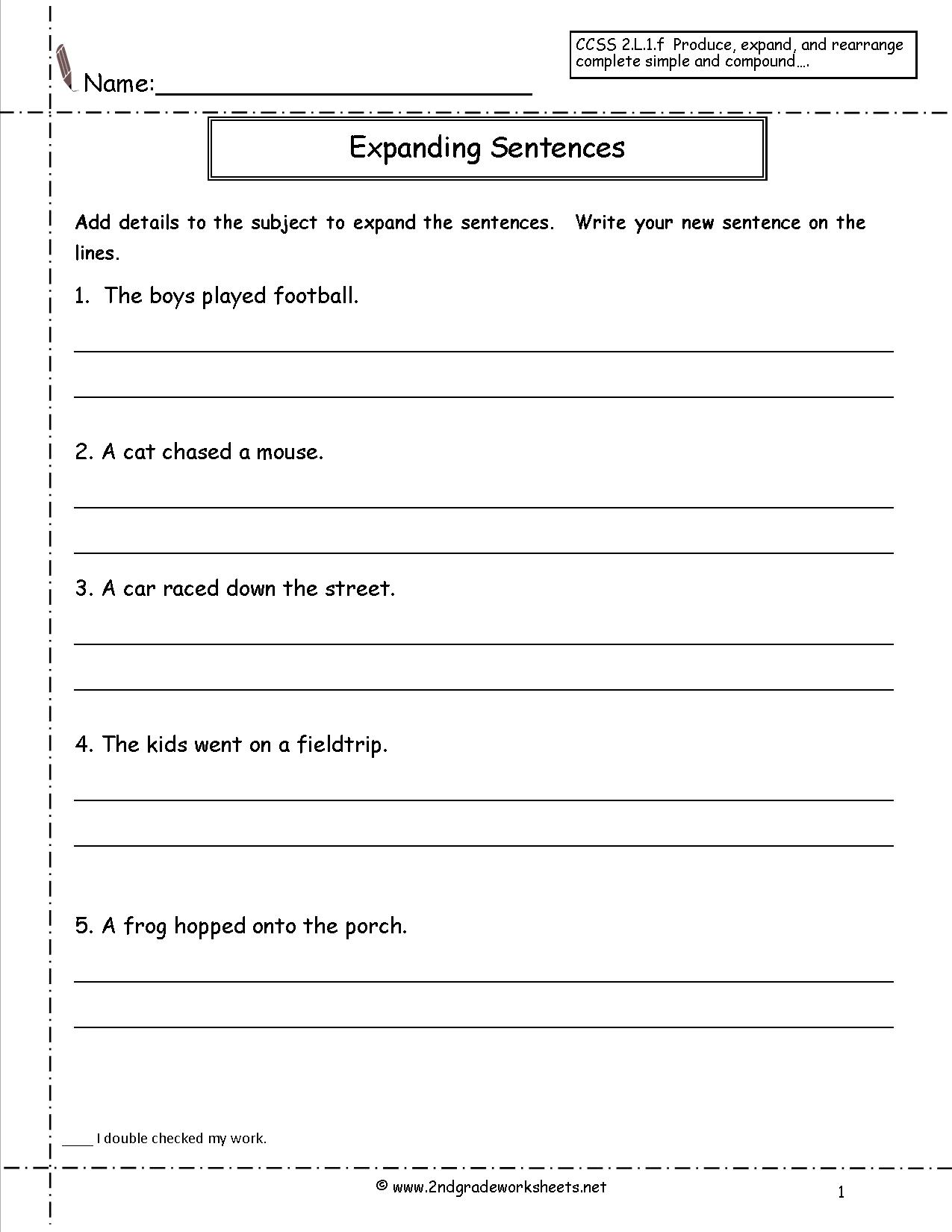 Copy Sentence Worksheets Free