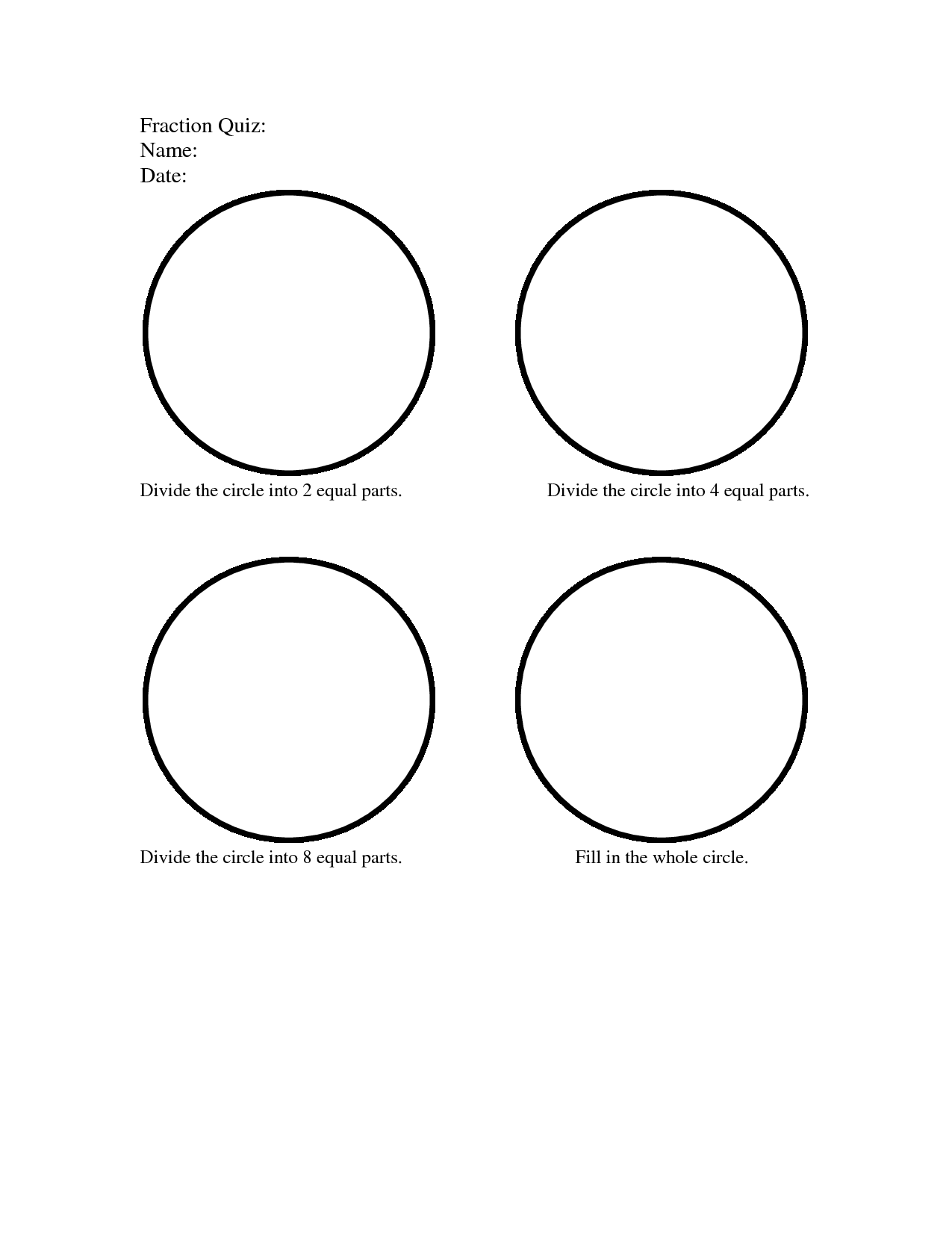 Fraction Circles Templates Printable