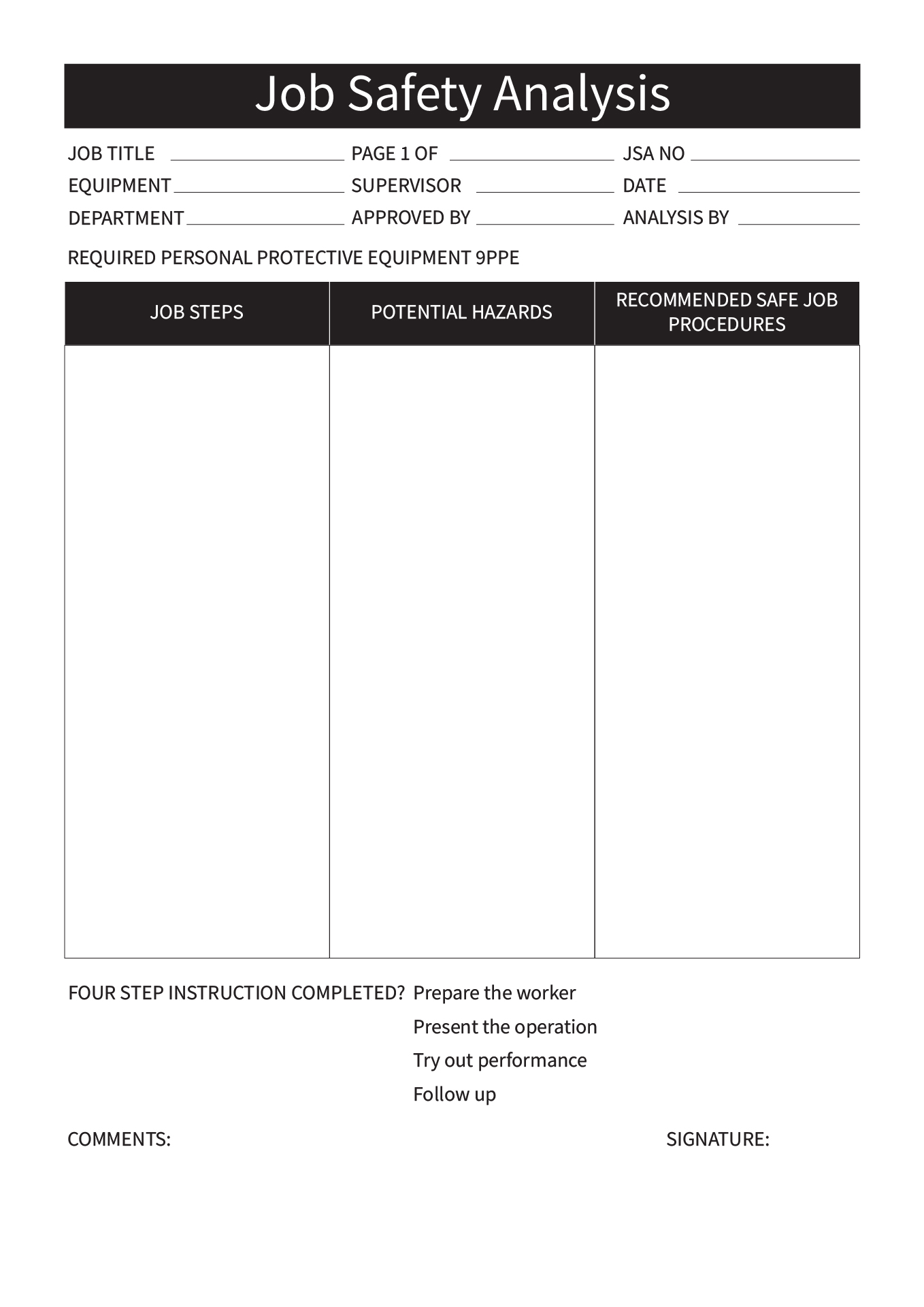 13 Job Hazard Analysis Template Worksheet Free PDF At Worksheeto