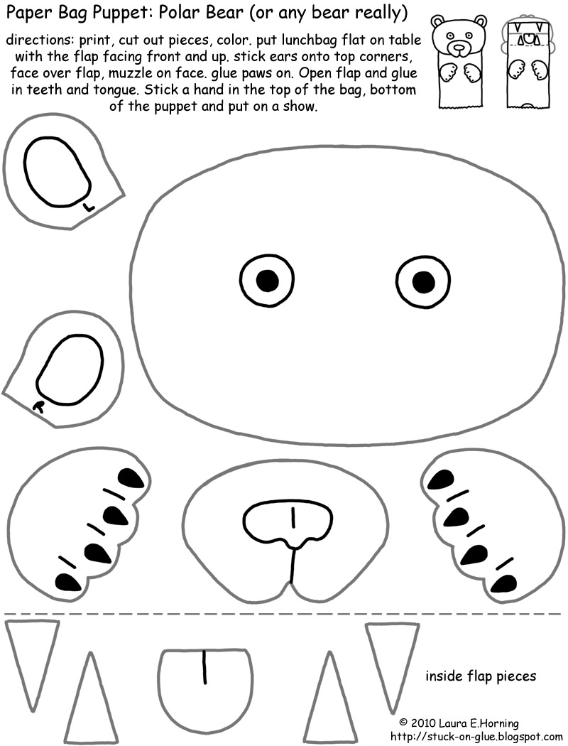 Polar Bear Paper Bag Puppet Template