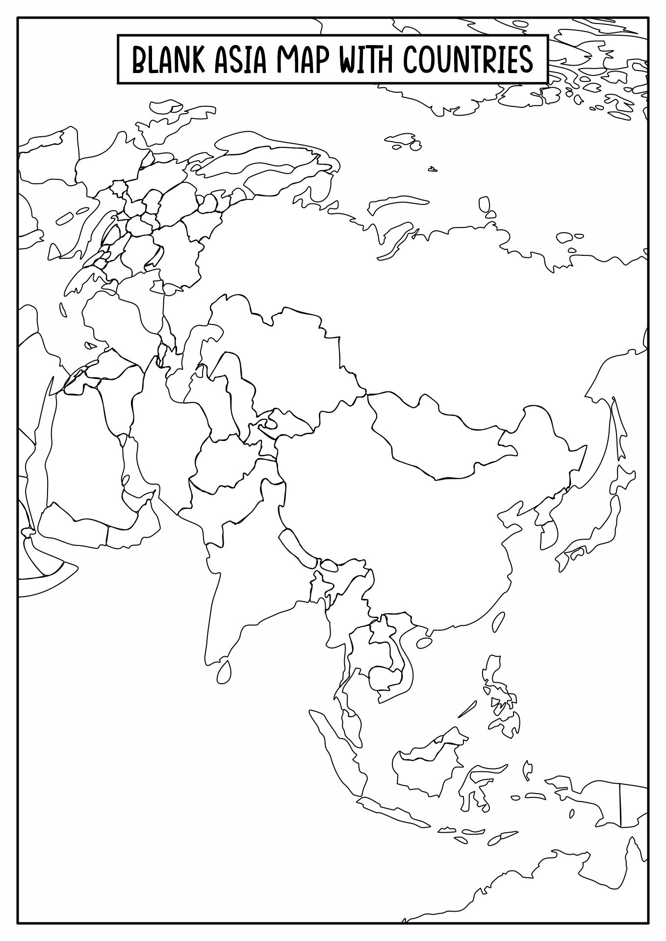 Asia Blank Map Worksheets Printable