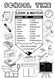 Printable Worksheets School Supply