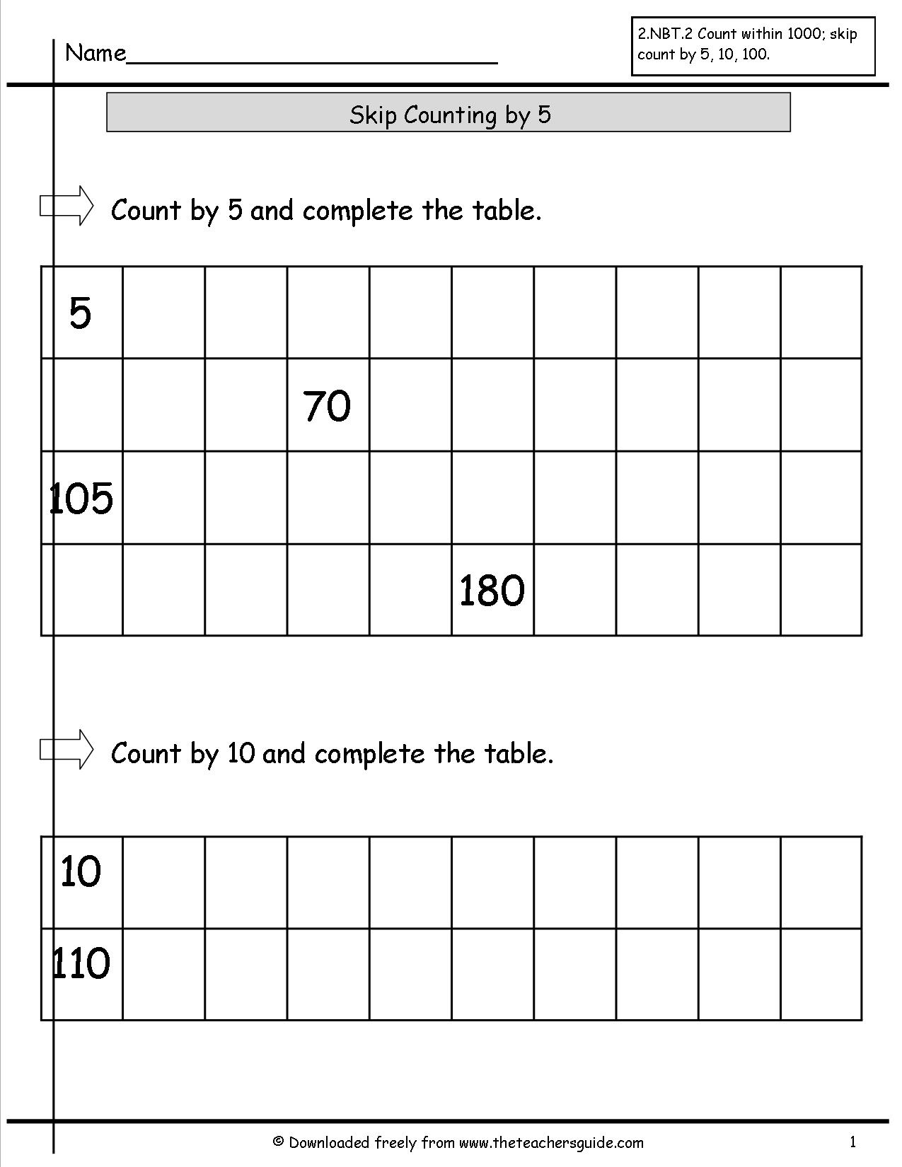 Skip Counting by 5 Worksheets