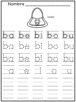 kindergarten spanish worksheets over syllables in spanish