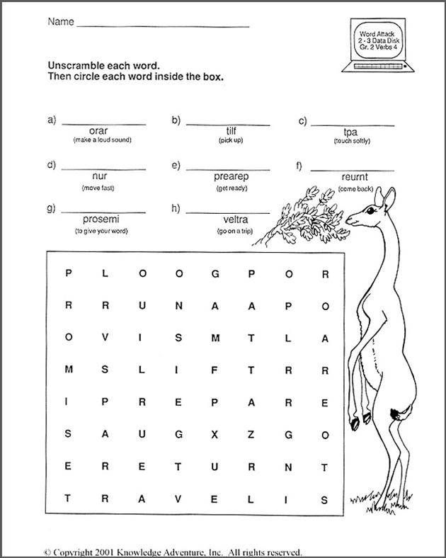 Action Words Worksheets 1st Grade