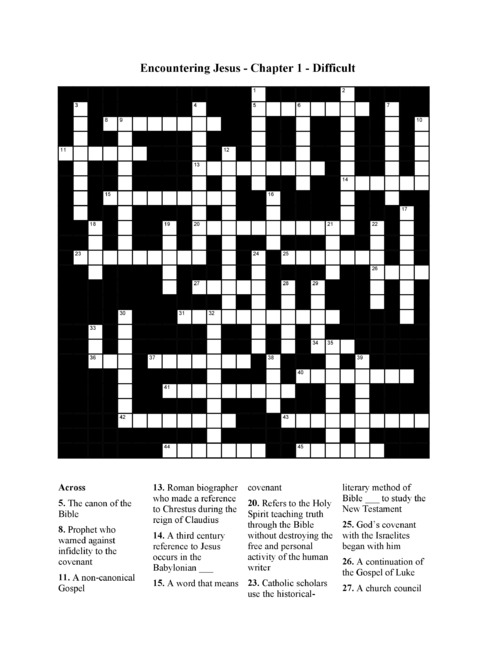 Catholic Crossword Puzzles