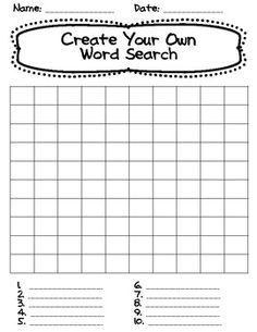 Create Your Own Word Search Template