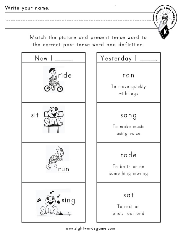 Irregular Verbs Worksheets