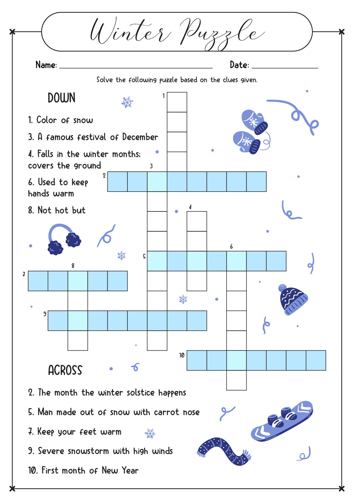12 Winter Puzzle Worksheets Worksheeto