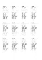 List Minimal Pairs Worksheets