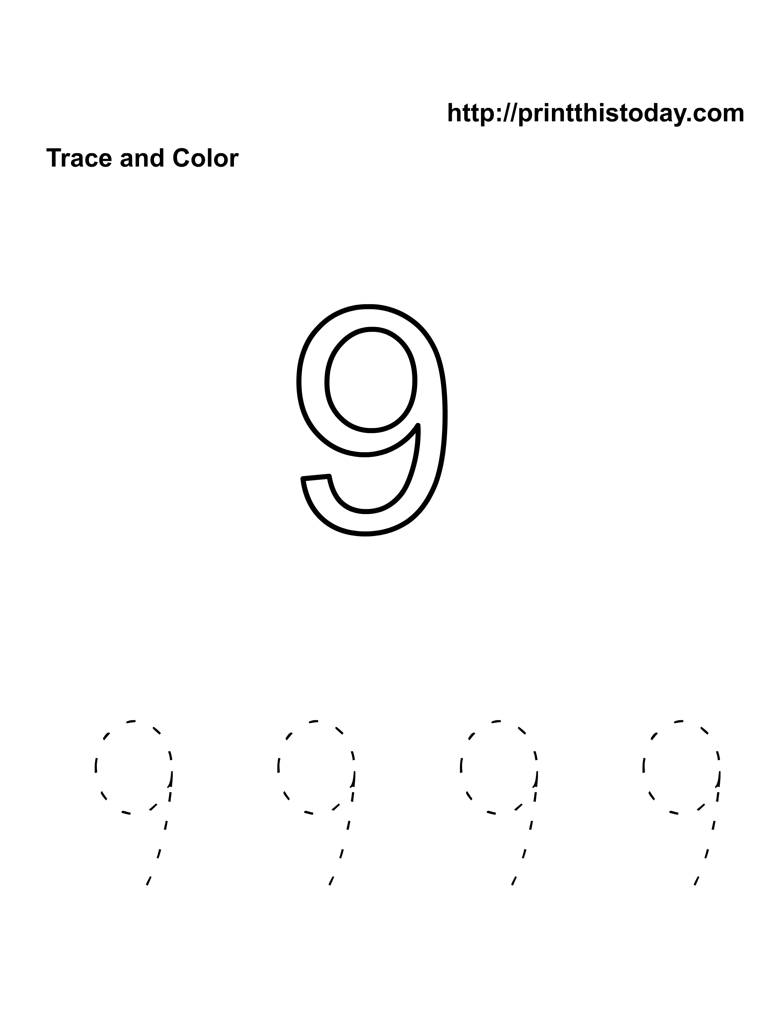 Number 9 Tracing Worksheets Preschool