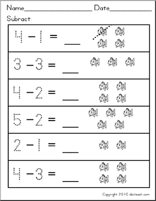 Pre-K Subtraction Worksheets