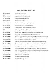 True or False Anger Management Worksheets