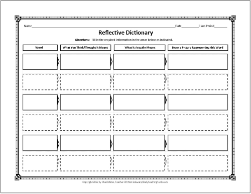 Vocabulary Word Graphic Organizer